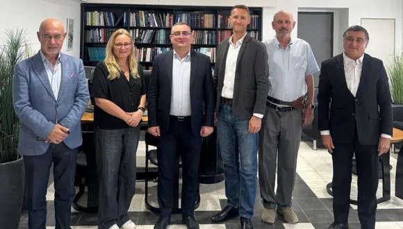 From left to right: Prof. Elshan Gurbanov, Head of International Programs (AzTU); Prof. Milette Shamir, Vice President International (TAU); Prof. Fariz Mammadov, AzTU Vice-Rector, Head of the delegation; Mr. Konstantin Platonov, Director for Asia Engagement (TAU); Prof. Lev Eppelbaum, Department of Geophysics, Faculty of Exact Sciences (TAU); Dr. Rahid Alekberli, Founding Director and Researcher of the Institute of Defense Technologies and Cybersecurity (AzTU)